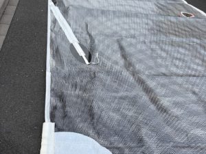 29m2 Rollfock Folie/Folientaft grau, Garn schwarz; mit 6mm Bolzenleine